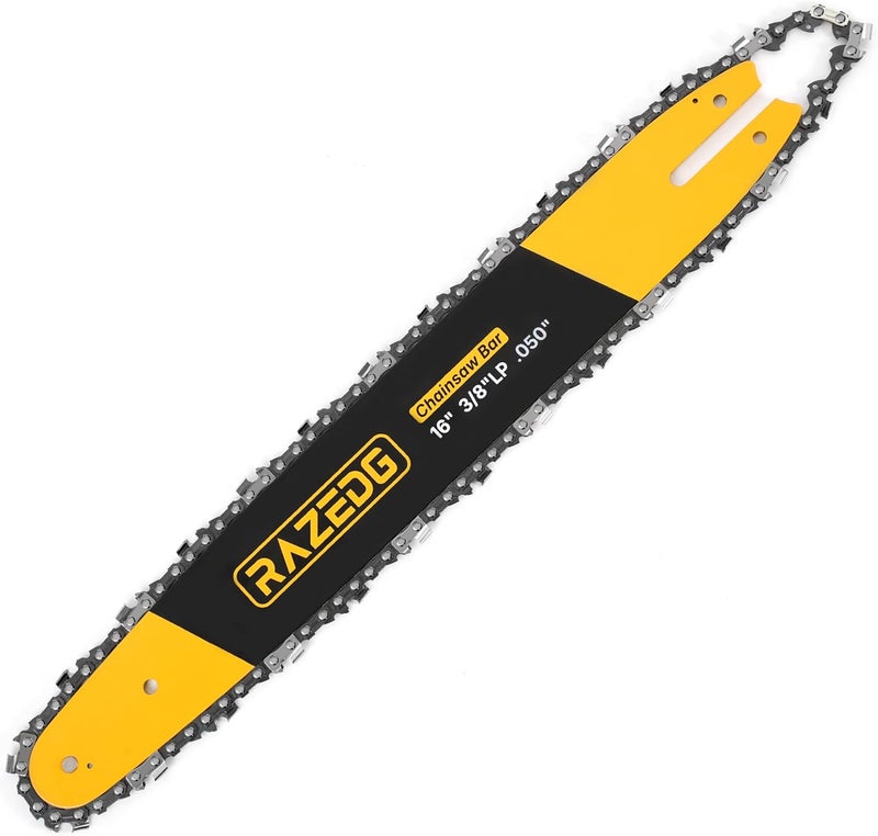 RazEdg 16 Inch Chainsaw Bar and Carbide Chain Combo, 3/8" LP Pitch, 050" Gauge, 55 Drive Links, Fits STIHL 021, MS 170 MS 180, MS 180 c, MS 210, MS 211, and More - S55 (1 bar + 1 carbide chain) - Image 1